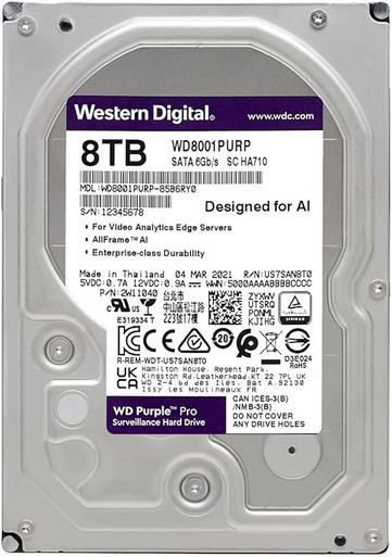 HDD Western Digital 8TB WD Purple Pro 7200RPM 256MB 24x7 WD8001PURP
