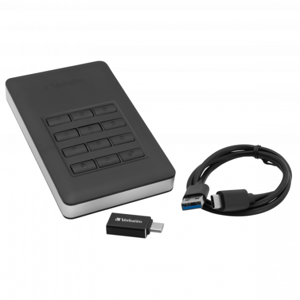 VERBATIM STORE ´N´ GO SECURE HDD WITH KEYPAD USB 3.2 GEN 1 2TB BLACK, 256-bit AES ENCRYPTION