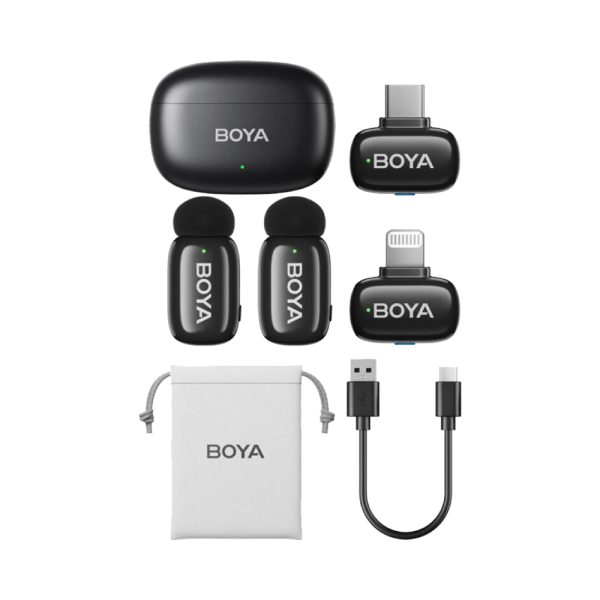 BOYA mini 2-Person Wireless Microphone System with Lightning & USB-C for Mobile Devices