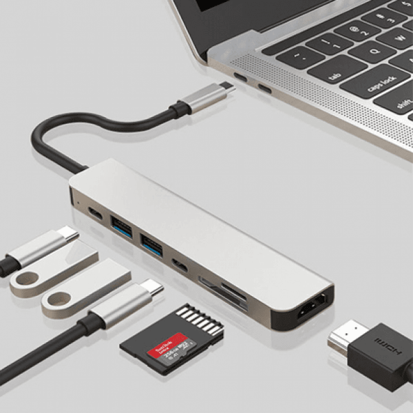 ADAPTER SBOX USB TYPEC->HDMI/USB3.0/SD+TF - 7u1