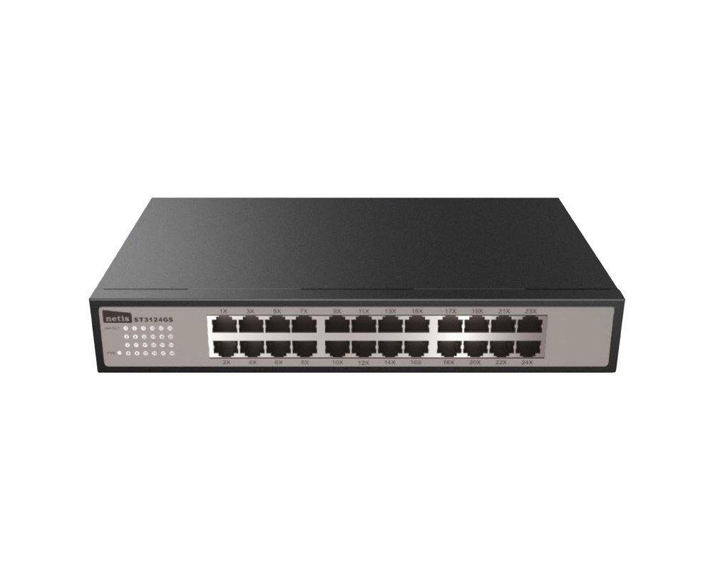 Netis Switch 24 Ports 10/100/1000Mbps Gigabit Ethernet Rackmount Switch ST3124GS Netis Switch 24 Ports 10/100/1000Mbps Gigabit Ethernet Rackmount Switch ST3124GS
