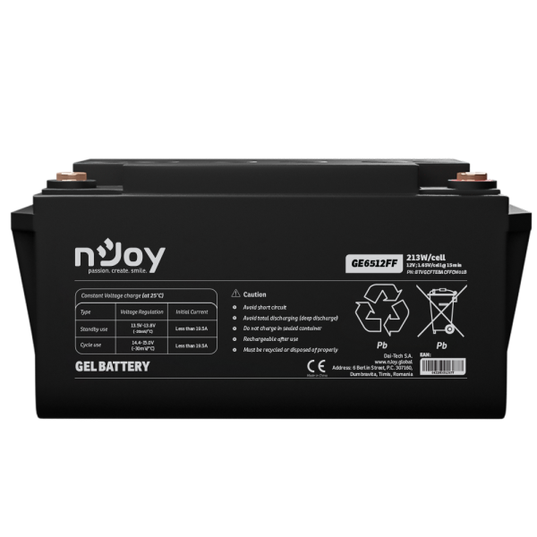 nJoy Gel battery 12v 65Ah T6 (m8) Copper Terminal BTVGCFTEBACFFCW01B