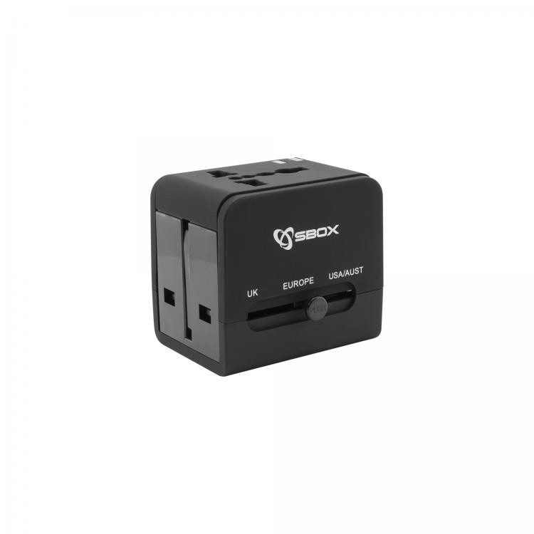 TA-23 UNIVERSAL TRAVEL ADAPTER+USB CHARGER SBOX