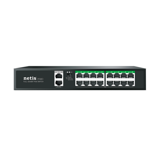 Netis Switch PoE 16 x 10/100/1000M port + 2 Gigabit Uplink Ports 1xSFP port P116GC