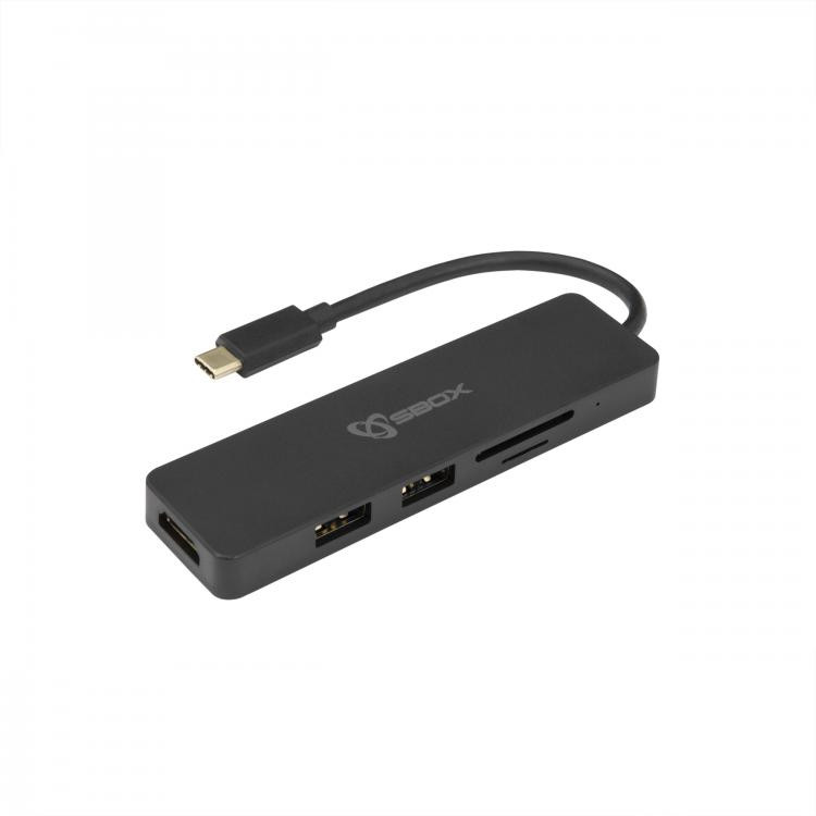 ADAPTER SBOX USB TYPE-C->HDMI/USB-3.0/SD+TF - 5u1