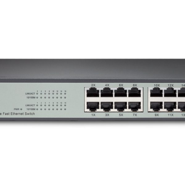 Netis Switch 16 x 10/100Mbps RJ45 port 3.2 Gbps Switching Capacity 13-inch steel case rackmounted ST3116S