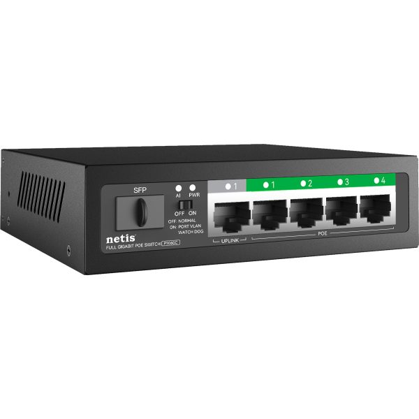 Netis Switch 4 x Gigabit ports PoE 1 x Gigabit uplink 1 x Gigabit SFP P106GC