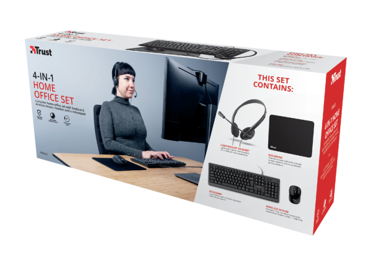 Trust KB+Mouse+Headset+Mousepad 4-in-1 Home Office Set