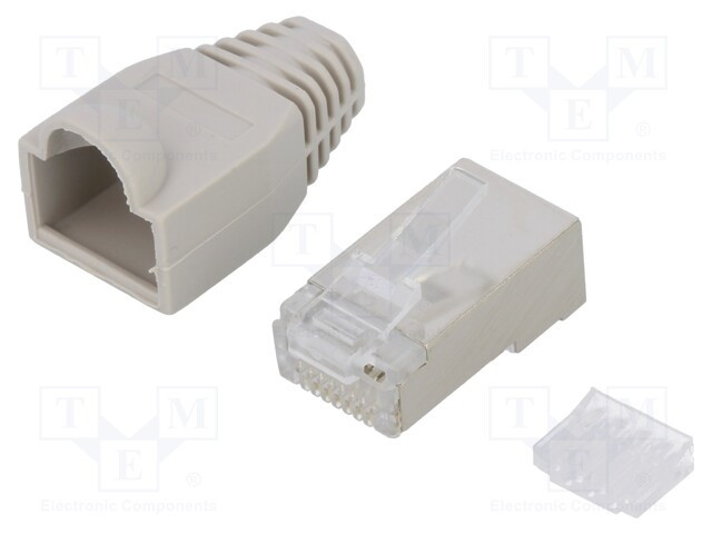 LogiLink Connector RJ45 modular plug Cat.6 shielded grey boot set of 100 pcs MP0021