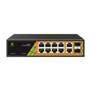 Genata Switch 8GE(PoE)+2GE(UP-LINK)+2SFP AI Gigabit PoE Switch 2*1000Mbps SFP Port+2*1000Mbps Uplink GNTP1012G6