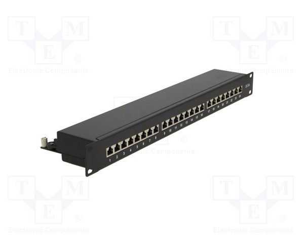 LogiLink Patch Panel Cat.6A STP 24 ports shielded 19 inch rack mount black NP0061