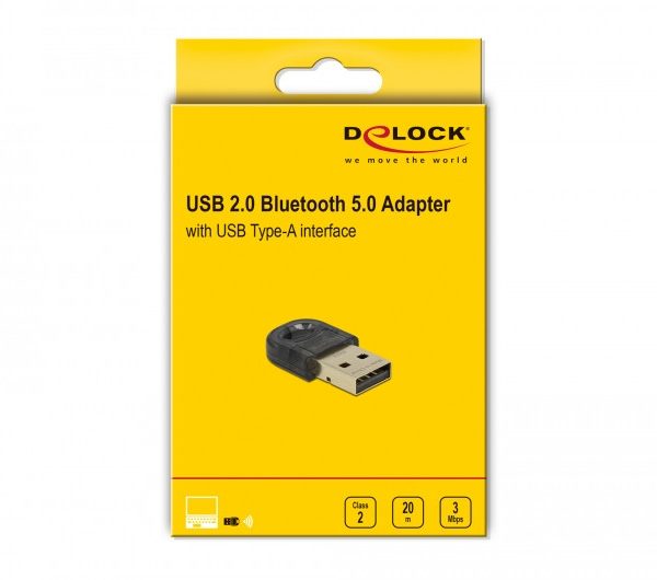 DeLock Bluetooth 5.0 Adapter USB 2.0 20m Range Black 61012
