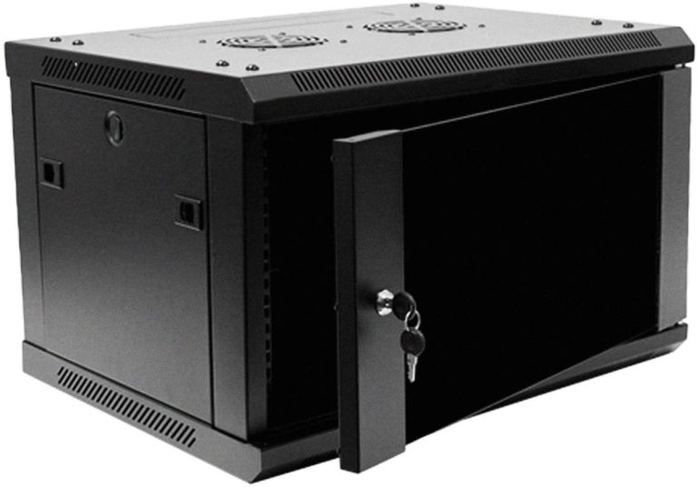 Allstrong Cabinet 6U 450x540 black glass front door 1 pair of rails included ALS-WM-64554