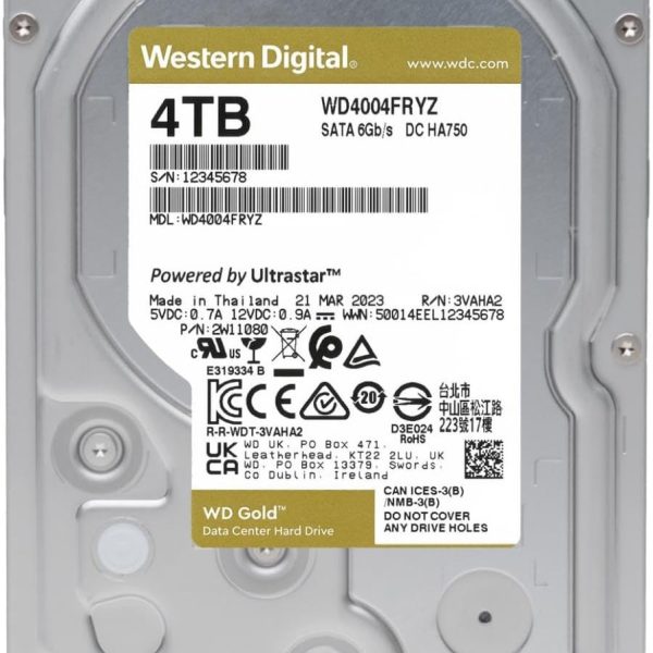 WD Gold Enterprise Class SATA HDD - 4TB WD4004FRYZ