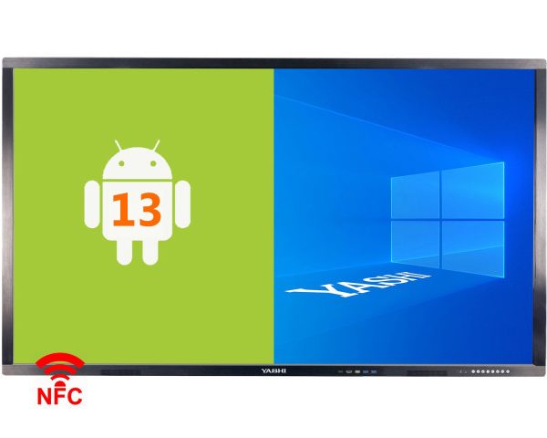 Yashi Interactive Display 65" 4K (3840x2160p) 40 touch NFC Android 13 Google Classroom ready 8GB RAM 64GB Storage 3X HDMI 6xUSB 2.0 USB 2.0 touch USB TypeC 1x VGA WiFi Edu software included