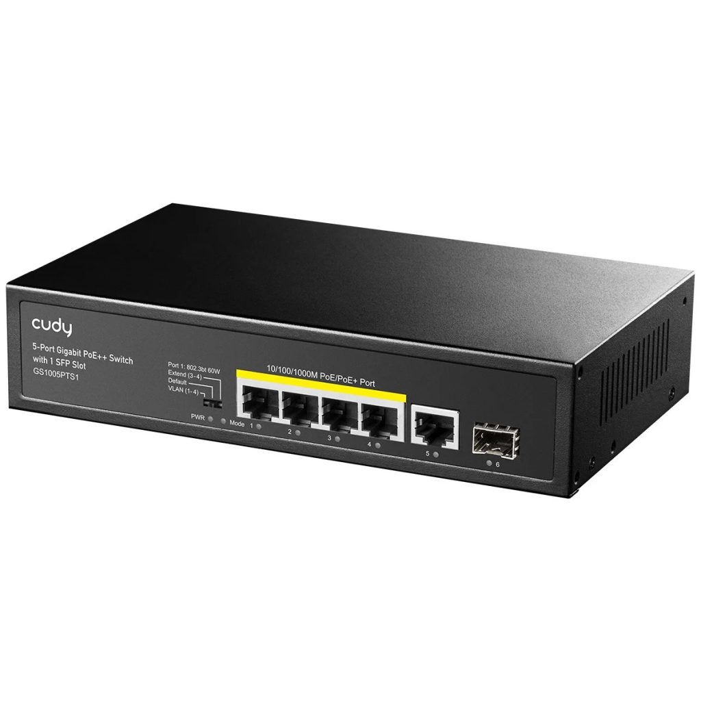 Cudy Switch 4x10/100/1000 poe+ 1x10/100/1000 uplink port 1xSFP 1.25G Slot 60W GS1005PTS1