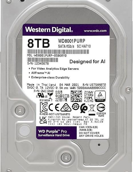 HDD Western Digital 8TB WD Purple Pro 7200RPM 256MB 24x7 WD8001PURP