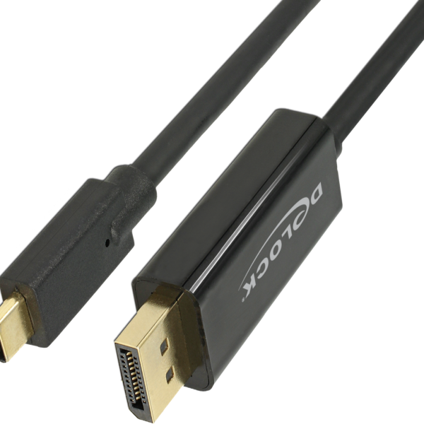 DP-TypeC DeLock DisplayPort 1.2 > USB-C (ST-ST) 2m Cable 4K 85256