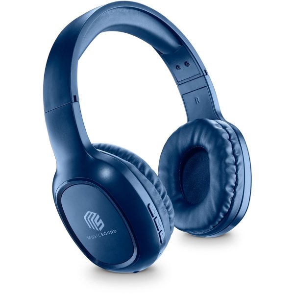 Music Sound Basic headphones Bluetooth on-ear headset with remote control and microphone Blue BTHEADBBASICMSB