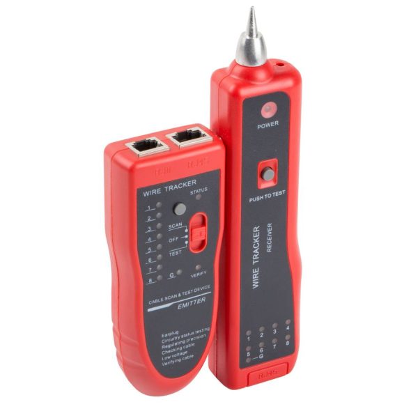 Lanberg NT-0501 network cable tester Black Red Built-in battery
