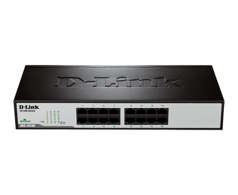 D-LINK UNMANAGED SWITCH. 16-PORT 10/100 MBPS. RACK MOUNTED 1U DES-1016D