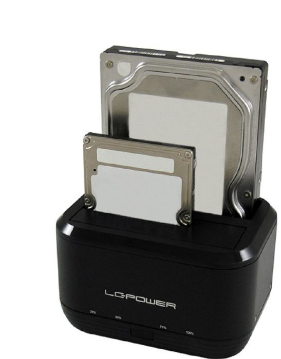 LC Power USB 3.0 dual bay HDD docking station with one touch cloning feature LC-DOCK-U3-III