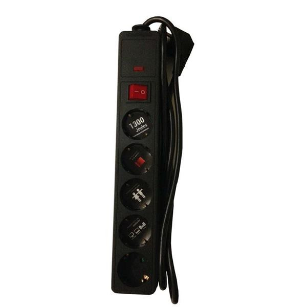 SOCKET SURGE PROTECTOR 5 HOLES WITH CABLE & SWITCH 3X1,5mm EXTENSION 1,5m, WITH SHUTTER PROTECTION
