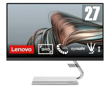 Lenovo Monitor Q27q-20 27” FHD 2560x1440 pix 75Hz AMD FreeSync 1000:1 contrast 109 dpi 8 ms (typical/off mode) 178 / 178 (H / V) HDMI DP Raven Black 66EFGAC3EU