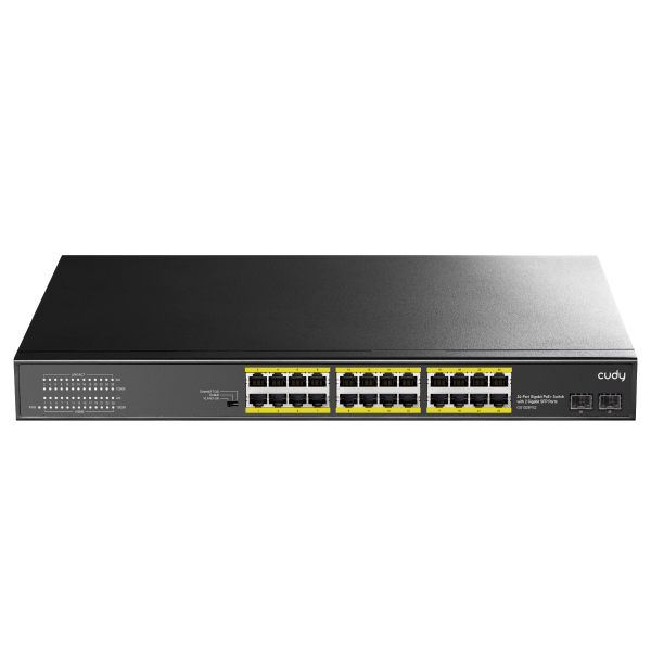 Cudy 24-Gigabit Ethernet Unmanaged PoE+ Switch 300W 24 * 100/1000Mbps PoE+ Ports 2 Gigabit SFP GS1028PS2