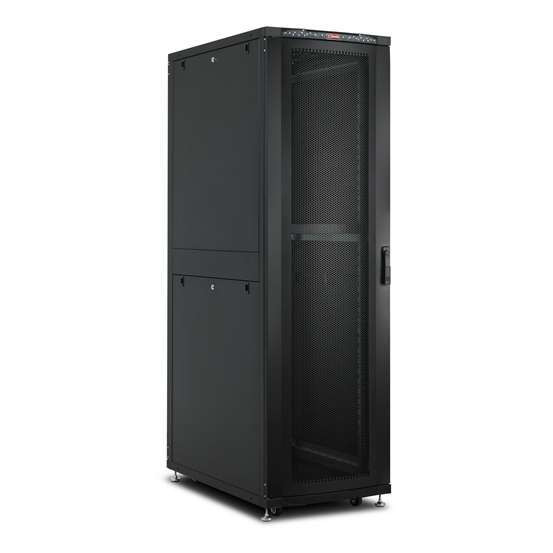 Lande Proline 42U Cabinet Stand Alone W800 D1000 Flat Pack Perforated Front Door Opening Sides Black