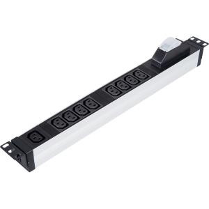 LANDE PDU 9XIEC 320 C13 1U 19’’ ALUMINIUM PROFILE FRAME 1X16A MCB 4000 WATT 250V AC IEC320 C14 PLUG LN-PRZ-SGT-1U9P-IE