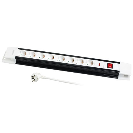 Logilink Outlet Strip 8 safety sockets over voltage protection 3m white LPS207