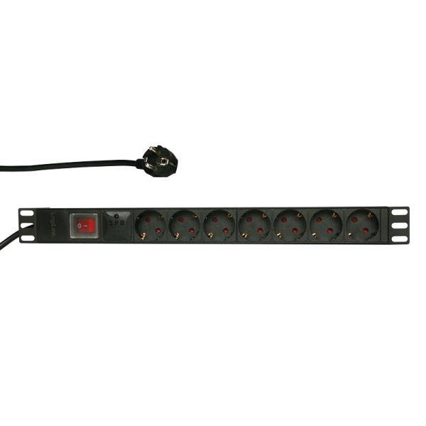 LOGILINK 19" PDU 7 X GERMAN SOCKET WITH SWITCH + SURGE PROTECTOR
