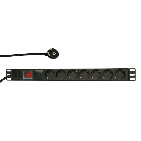 LOGILINK 19" PDU 7 X GERMAN SOCKET WITH SWITCH + SURGE PROTECTOR