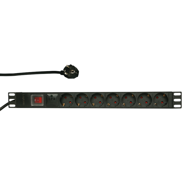 LOGILINK 19" PDU 7 X GERMAN SOCKET WITH SWITCH + SURGE PROTECTOR