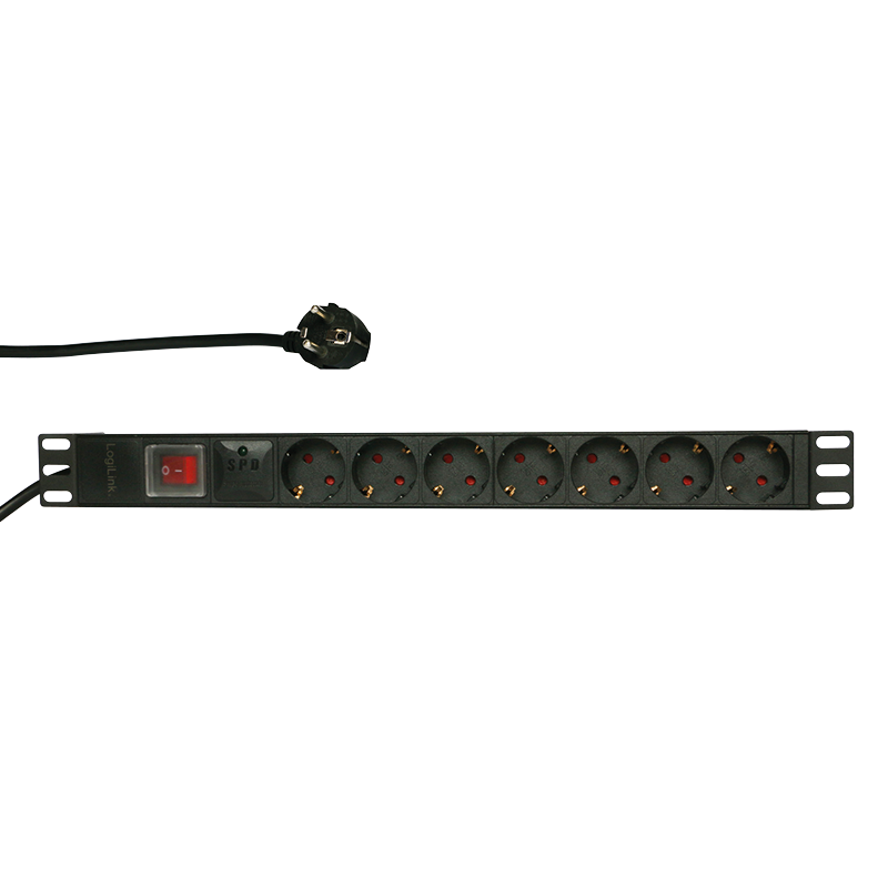 LOGILINK 19" PDU 7 X GERMAN SOCKET WITH SWITCH + SURGE PROTECTOR