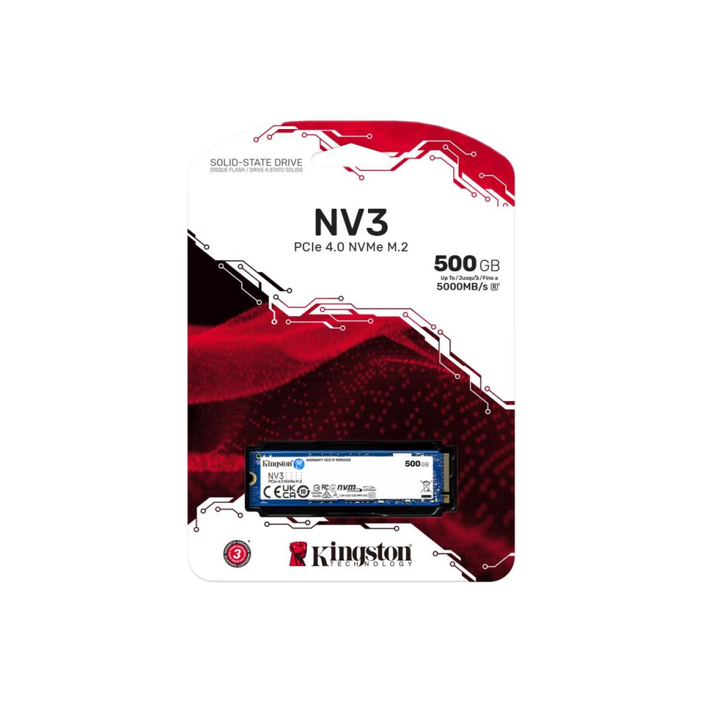 SSD M.2 500GB Kingston NV3 NVMe PCIe 4.0 x 4 read/write: 6000/5000 SNV3S/500G