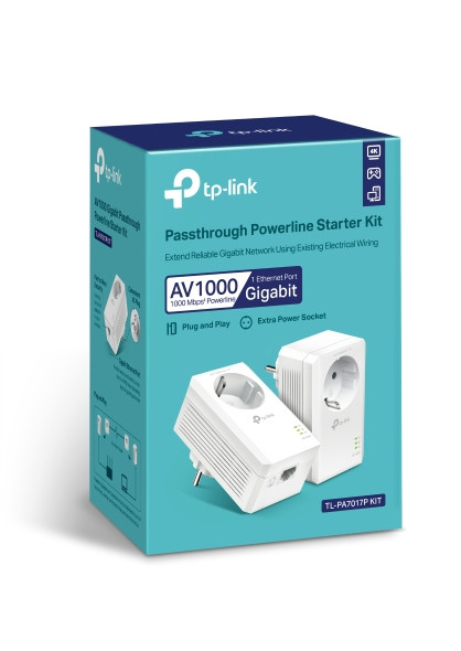 TP-Link AC1200 AV1000 Gigabit WLAN Powerline Adapter Kit with Socket TL-PA7017P KIT
