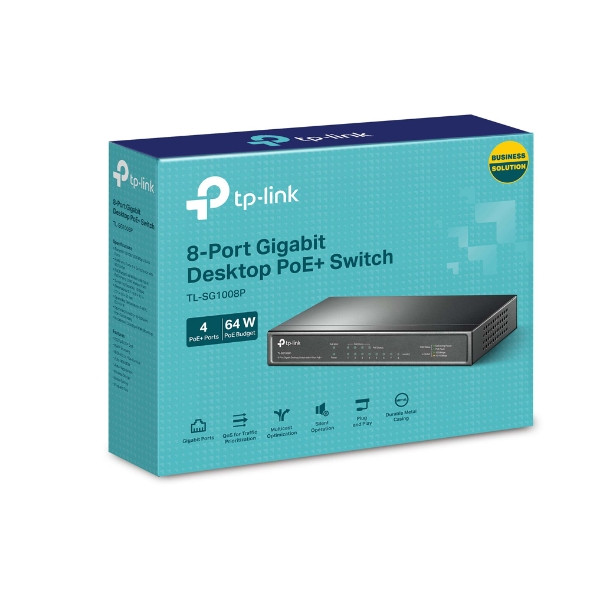 TP-link 8-Port Gigabit Desktop Switch with 4-Port PoE+ long distance 250m 64W TL-SG1008P