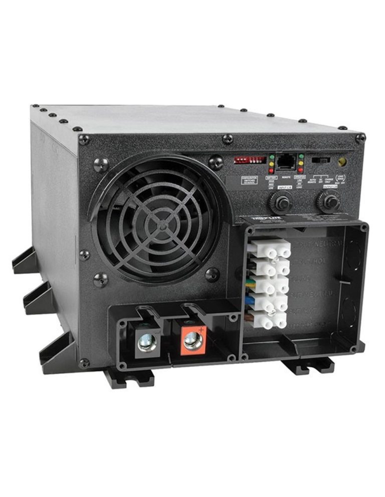 TRIPPLITE INVERTER-CHARGER 1250 WATTS. OUTPUT: 230V. INPUT: 12VDC. CONNECTION: HARDWIRE. OVERLOAD PROTECTION. AVR