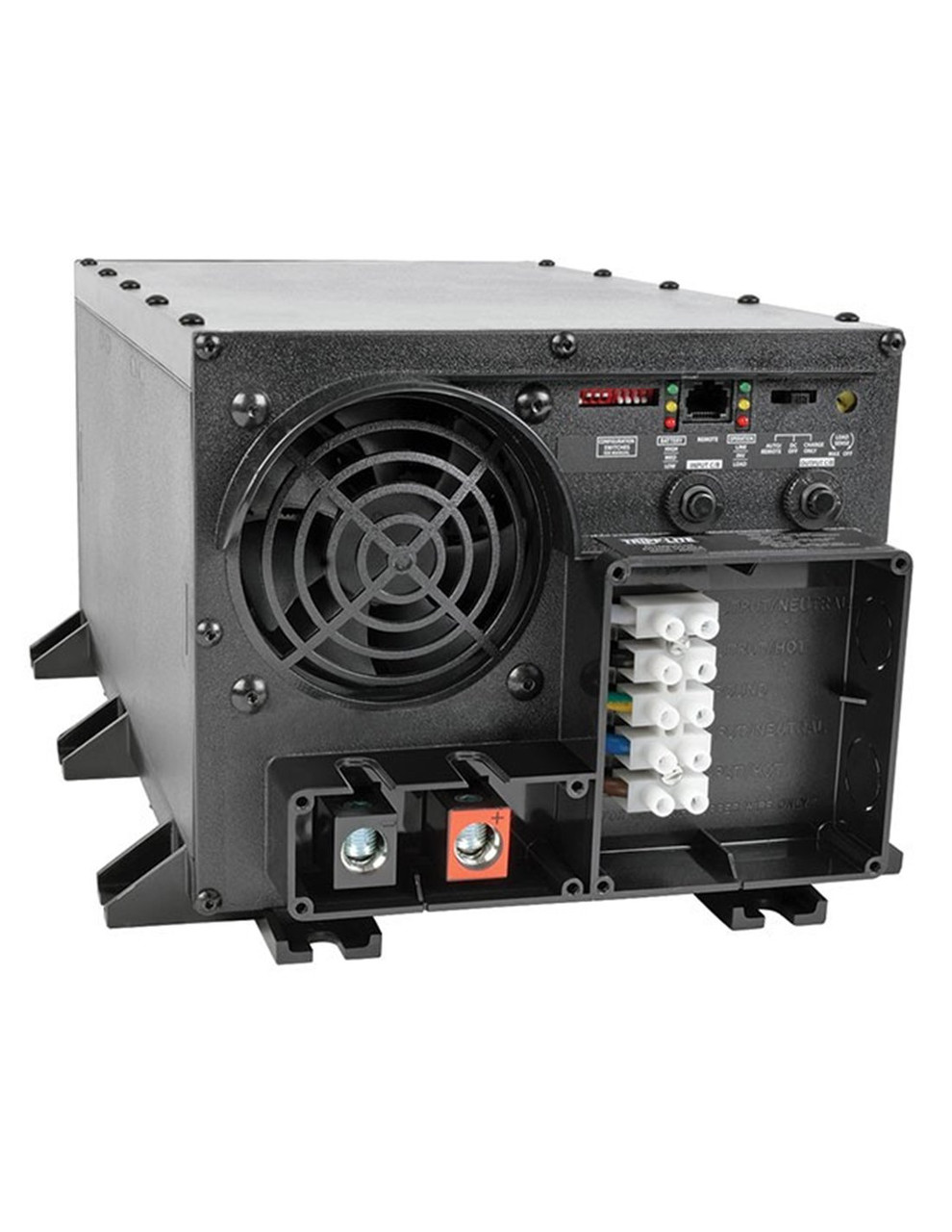 TRIPPLITE INVERTER-CHARGER 1250 WATTS. OUTPUT: 230V. INPUT: 12VDC. CONNECTION: HARDWIRE. OVERLOAD PROTECTION. AVR TRIPPLITE INVERTER-CHARGER 1250 WATTS. OUTPUT: 230V. INPUT: 12VDC. CONNECTION: HARDWIRE. OVERLOAD PROTECTION. AVR