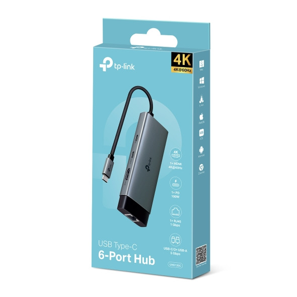 TP-Link UH6120C interface hub USB Type-C Grey
